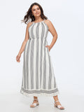 Supersoft Striped Print Halter Maxi Dress
