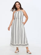 Supersoft Striped Print Halter Maxi Dress