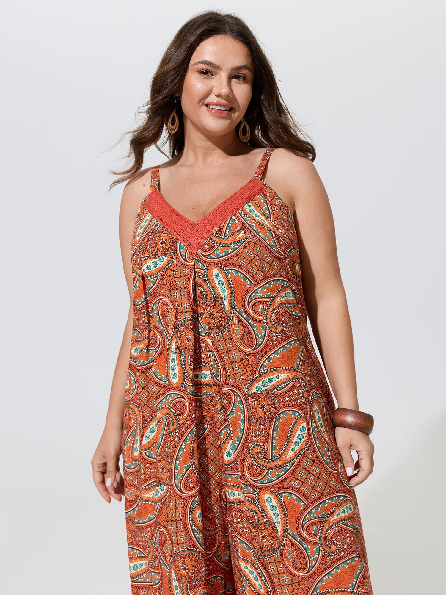Paisley Print Backless Sleeveless Jumpsuit