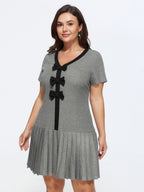 Color Contrast Bow-Front Mini Dress