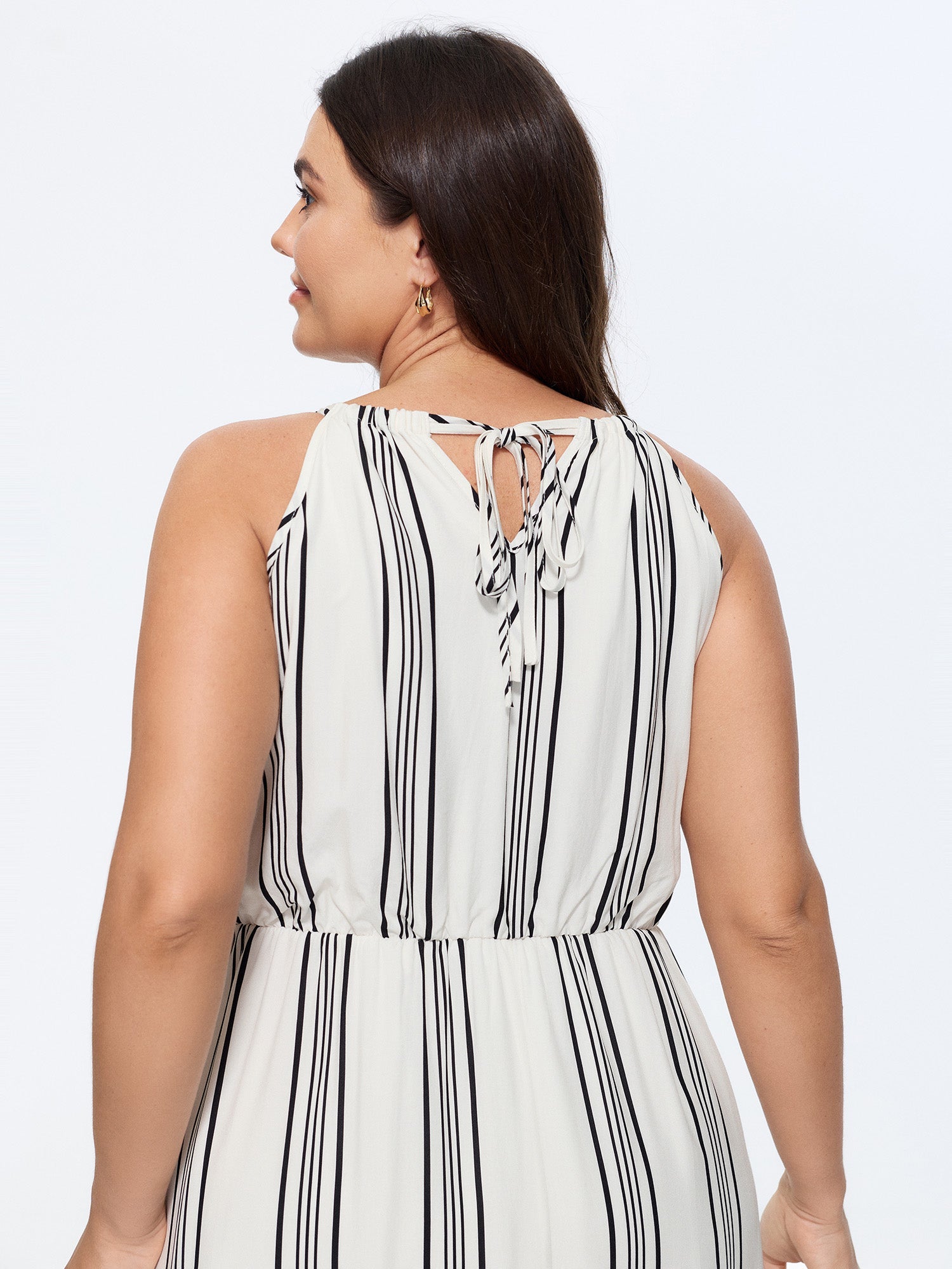 Supersoft Striped Print Halter Maxi Dress