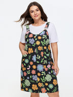 Floral Print Overall Straps Mini Dress