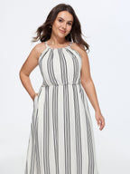 Supersoft Striped Print Halter Maxi Dress