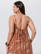 Paisley Print Backless Sleeveless Jumpsuit